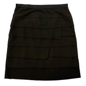 Larry Levine Black Layered A-Line Skirt size 8 formal,work, cocktail